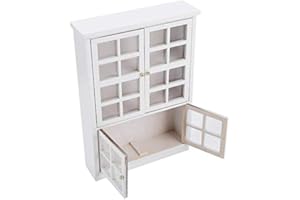 ZERODIS 1:12 Maison de poupée En Bois Trois Couches Armoire Vitrine Miniature Scène Props Bibliothèque En Verre Mini Meubles Décor Jouet Educatif pour Cadeau d'Anniversaire Enfants