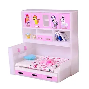 Street27 ABS Miniature Cabinet Bed Model for 1/12 Dolls House Children Bedroom Furniture Life Scenes Decor Room Accessory
