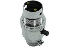 K M Electronics® Silver Chrome Switched LAMP Light Bulb Holder BC Bayonet Cap 10MM Screw Thread