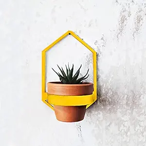 VAH Yellow Iron Plant Pot Stand, Plants Holder , Planter Rack Shelf for Plants Indoor or Outdoor Garden Wall D