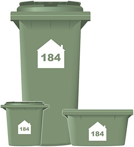 Wheelie Bin Sticker Numbers House Style White Pack of 6