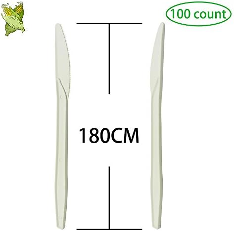 Eco-Friendly Disposable Compostable Biodegradable Knives (100 Pack), Kitchen Tablewares/Utensils/Cutlery/Flatware for Party, Camping, Picnics, BBQ, Event, Perfect Alternative For Plastic (LY-YM-2)
