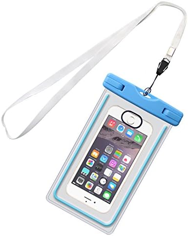 IWAMEE Waterproof Case, Universal Underwater Dry Bag Pouch, Touch ID Fingerprints Transparent Window Watertight Sealed System for iPhone 7 7plus 6 6s Samsung Galaxy s6 s7 s7 edge Huawei and Other Smartphone up to 6 inches for Boating Swimming Diving Hiking ( Blue )