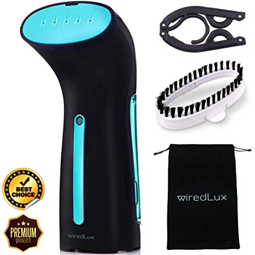 [Nouveau] WiredLux Défroisseur Vapeur Vertical - Fer à Repasser de Voyage Portable et Léger - Steamer Prêt en 25 Sec et 100% Étanche - Repassage Rapide et Facile - Accessoires Inclus (Noir)