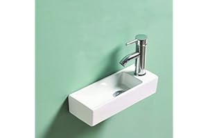 RUE DU BAIN Lave Main Gain de Place, 38x15 cm, Céramique, Minimalist