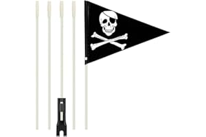 BEIMEIII Fanion de vélo pirate 180 cm avec angle de fixation Fanion de vélo pour enfants Fanion de sécurité pour garçons et filles