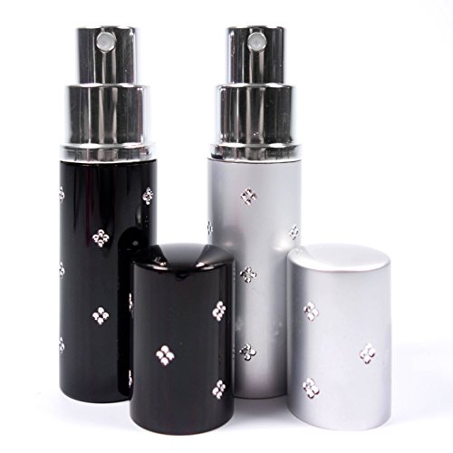Reise Parfüm-Zerstäuber Flacon leicht nachfüllbar und perfekt für unterwegs / Reise leere Sprühflasche aus Aluminium 10ml Parfum-Zerstäuber Set in 2 Farben schwarz silber