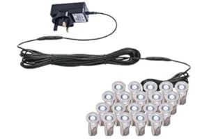 FIRST CHOICE LIGHTING Set of 20-15mm Dia LED Round Corrosion Resistant Stainless Steel Cool White 6500K IP67 Waterproof Recessed Ground Wall Plinth Deck Light Ultra Bright Outdoor Garden Bathroom Kitchen