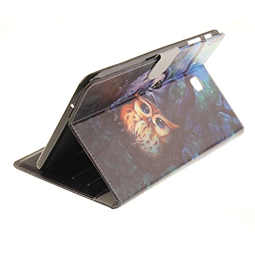 Hülle für Samsung Galaxy Tab E 9.6 T560 mit Muster,BtDuck Ultra Thin PU Leder Tasche Smart Cover Folio Etui Tasche Schutzhülle für Apple Samsung Galaxy Tab E 9.6 T560 Buntes Muster Bookstyle Wallet Ledertasche Bumper Schale Protective Case mit Magnetverschluss Ständerfunktion Eingebaut ID Karte Slots für Kreditkarte/Fahrkarte/Foto/Geld/Rechnung Purse Design Tasche Handyhülle Soft Silikon Backcover Kunstleder Hülle + 1x Schwarz Stift Stylus Pen – Malerei Eule - 4