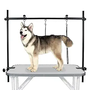 LEIBOU H-Shape Pet Grooming Table Arm with Noose and Clamp for Dogs and Cats Heavy Duty Stainless Steel Frame with 35.4? Adjustable Height and 37.4? ~ 51.1? Adjustable Width