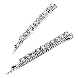2 Clear Crystal Design Silver Hair Slides Grips Pins Jewels