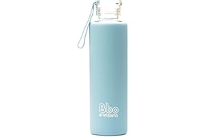 BBO IRISANA Irisana - Botella de Agua - Garrafa Deportiva de Cristal con Asa para Gimnasio - Borosilicato y Silicona - Colección Bbo