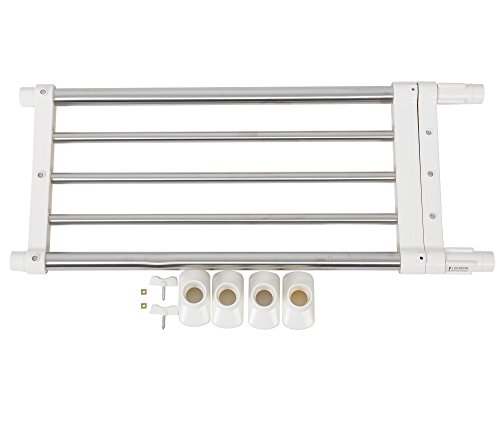 WOLTU BZ4112-1 Teleskop-Garderobensystem Regal , Verstellbare Länge(75-120cm) , 10 Stange aus Edelstahl , ohne Bohren , Chrom-Weiß - 6