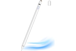 DOGAIN Stylus Pen Tablet Pen für alle Touchscreens, 1,45 mm Feinspitze Stylus Pen für Smartphones, kompatibel mit Pads/Tablets/Phones/Samsung/Lenovo/Android/iOS mit Zwei Kappen weiß
