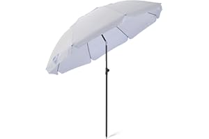 SA Products 2m Garden Parasol Umbrella - Outdoor Parasol with UV Protection, Tilting & Adjustable Height – Patio, Table, Deck, Pool Sun Shade – Lightweight, Portable Garden Umbrella -Grey