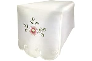 Seaquin Flora Chair Arm Covers (pairs) and Chair Backs (single) Embroidered with Pink, Lemon, Beige or Lilac Flower on Cream, Easy care Polyester | (Pink, Arm covers (10021))