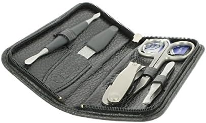 Dovo 5 Piece Manicure Set Nappa Leather For Men - Black
