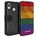 Produktbild eSwish Personalisiert Benutzerdefinierte LGBT Gay Pride PU-Leder Hülle für Huawei P Smart 2019 / Marmorflagge Stampel Design/Initiale/Name/Text Schutzhülle/Tasche/Etui