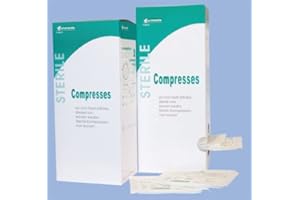 HEALTHING Compresses non tissées stériles 10 x 10 cm - 100 pochettes de 2 compresses - 30 gr - 4 plis