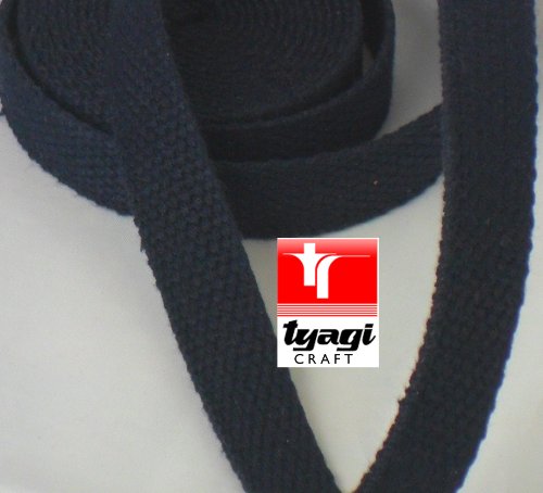 15mm Pure Cotton Tape Thick Strong Webbing Strap Tent Tags Loop Ribbon Border Trim bunting tape Apron Upholestry Twill Edging Craft N Blue 15 Meter Tyagi Craft