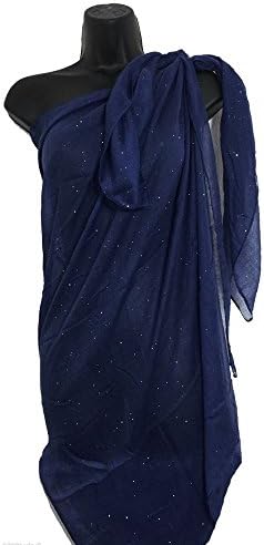Sufias Accessories Large Sparkle Glitter Sequin Multiway Sarong Scarf Beach Pool Cover-Up Kaftan UK (Blue)