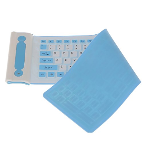 MagiDeal Faltbar USB-Empfänger Silikon Tastatur Wireless Bluetooth Keyboard 2.4Ghz für PC, Laptop & Notebook – Blau - 8