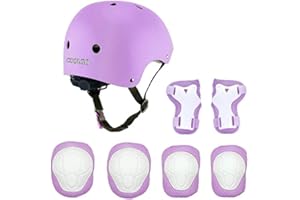 COOLGOEU Enfants Youth Sports équipement de Protection 7 in 1 Kit de Protection Roller avec Casque Genou Coude Poignet de Sécurité Pad Guard pour Skateboard, Roller, Vélo, Hoverboard