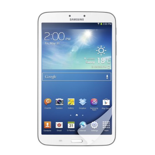 3in1 Set: kwmobile Hülle für Samsung Galaxy Tab 3 8.0 T3100 – 360° Standfunktion Case Tablet Schutzhülle Kunstleder – Smart Cover Tabletcase Weiß + Folie, kristallklar + Stylus, weiß - 9