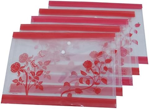 A4 Clear Envelope File Transparent Folder Press Stud Document Wallet Document Pocket Folder office stationary Supplies - Pack Of 5