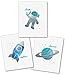 Produktbild Konfetti Wandsticker Weltall Fox Kids Room Decor - 8 x 10 ungerahmt Set von 3 Art Prints - Baby Jungen Kinderzimmer Planeten Rocket Bad Dekorationen - Dream Explore Discover