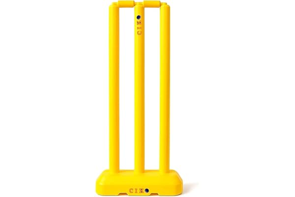 Ciko Junior Hard Plastic Cricket Wickets Set for Kids for Age Group 3 to 10 Years (3 Piece Wickets, 2 Bails, Base, 20" Wickets Length