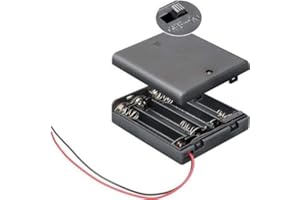 CABLEPELADO Batteriehalter mit ON/OFF-Schalter, AA-Batteriehalter, inklusive 200-mm-Kabel, Gesamtspannung: 6 V (1,5 V pro Batterie), geeignet für 4 LR6 AA-Batterien (FR6, HR6, LR6)