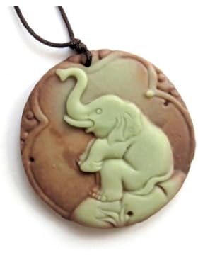 Zwei Schicht Naturstein Anhänger Elefant