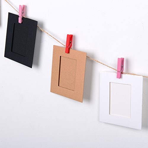 eBoot 20 Stück Papier Fotorahmen Film Dekor Grenzen Bild Matten mit 20 Stück Holzklammer und 2 Stück Garn - 4