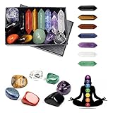 Chakra Stone Healing Crystals Set In Box, Natural Reiki Healing Crystal Points Gemstone Wand Set For Meditation Crystal Therapy Anxiety Relief Balancing Yoga Crystals And Gemstones For Beginner(14pcs)