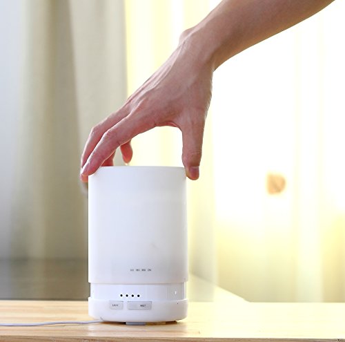 Oulaya 300ml Aroma Diffuser Duftzerstäuber ätherisches Öl Diffusor Luftbefeuchter für Aromatherapie, einstellbarer Nebelausstoß, 7 Farbstufen, Niedrigwasserschutz - 4