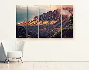 Artdira Beautiful Landscape Multiple Frames Wall Painting For Living Spaces, Bedroom, Hotels & Office With Sparkle Touch 7mm Hard Wooden Board (50 30 inches) AD_MFC_51