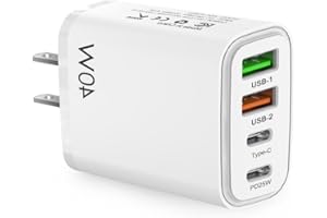 LAKIWING Chargeur de Voyage US Plug, Adaptateur de Prise US & Canada avec 2 Ports USB-A et 2 Ports de Charge Rapide USB-C pour US/Canada/Chine/Japon