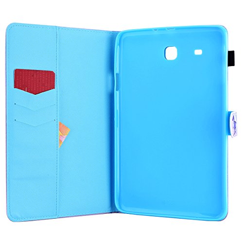 HB-Int 3 in 1 Standfunktion Hülle für Samsung Galaxy Tab E SM-T560 9.6″ Flip PU Leder Schutzhülle Blau Meer Wallet Case Brieftasche Kartenfächer Ledertasche Magnetverschluss Schale Beschützer Haut Lederhülle Book Style Holder New York City Etui Protective Cover Dünn Slim Cover Bumper Zubehör mit Stylus Pen + Staub Steckere - 7