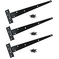 3X Black Tee Hinges 24" 600mm Long Very Heavy Duty Gate Shed FIXINGS Included