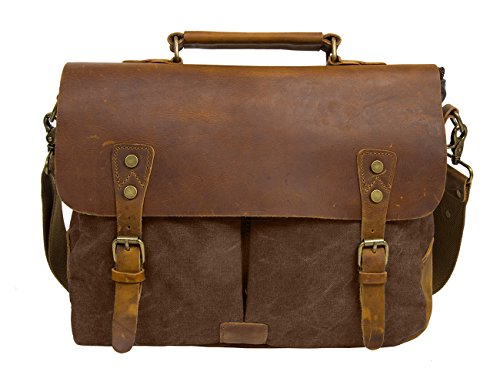 ECOSUSI Aktentasche Messenger Bag Damen Umhängetasche Herren Schultertasche Leder Tasche