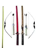 Mega Ninja Samurai Set aus 2 Holz Schwertern + 2 Bögen Holz Bogen Kinder Samurai Ritter Krieger Indianer Kinder Spielzeugschwert Holz Fasching Karneval Ritter Piraten König Krieger Wikinger Kinder von MEIERLE & Söhne