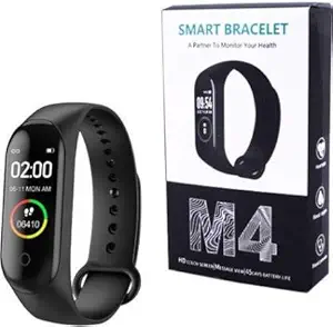 M4 Fitness Smart Band Wristband (Black Strap, Size : Free Size)