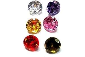 6 st naturliga 10 mm zirkon flerfärgad rund skuren lös ädelsten parti för smyckestillverkning, 10mm, Ädelsten, Kubisk zirkon