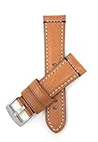 Luxus Leder Uhrenarmband 24mm für Herren, Hellbrun, Doppelnaht, auch verfügbar in schwarz, blau, braun