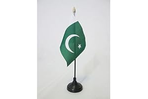 AZ FLAG - Tischflagge Pakistan - 15x10 cm Goldene Splitze - Pakistanische Tischfahne 10 x 15 Cm - Flaggen