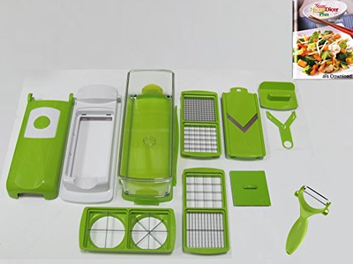 Genius Multischneider Nicer Dicer Plus inkl. Bambus-Kristall Reinigungstuch - 13 Teile ohne Reibe