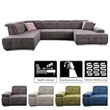 u sofas uk Moderne und gemütliches Sofa in U-Form mit aufwendiger Steppung in Sitz und Lehne, Kopfteilverstellung und Bettfunktion