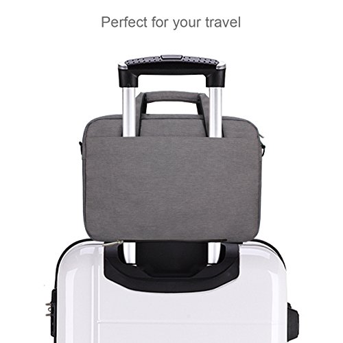 Zikee 13,3-14 Zoll wasserfeste und 360° stoßfeste Messenger-Bag als Schutz für Ihren Laptop/Notebook mit Handgriff und Schultergurt für Schule, Studium, Reisen und im Büro und für geschäftliche Nutzung (Grau) - 2