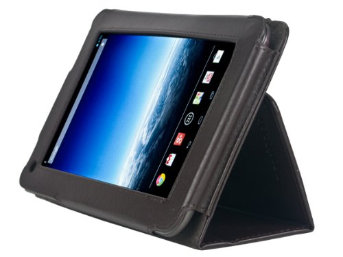 Navitech braunes 7 Zoll bycast Leder flip Trage Case / Cover für das Medion Lifetab E7316 MD 98282 - 2